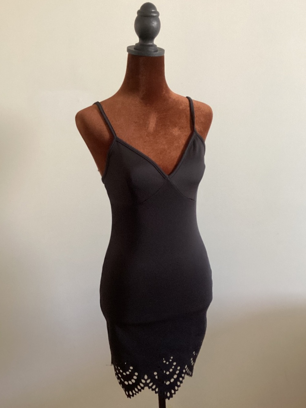 Eyelet hem spaghetti strap dress